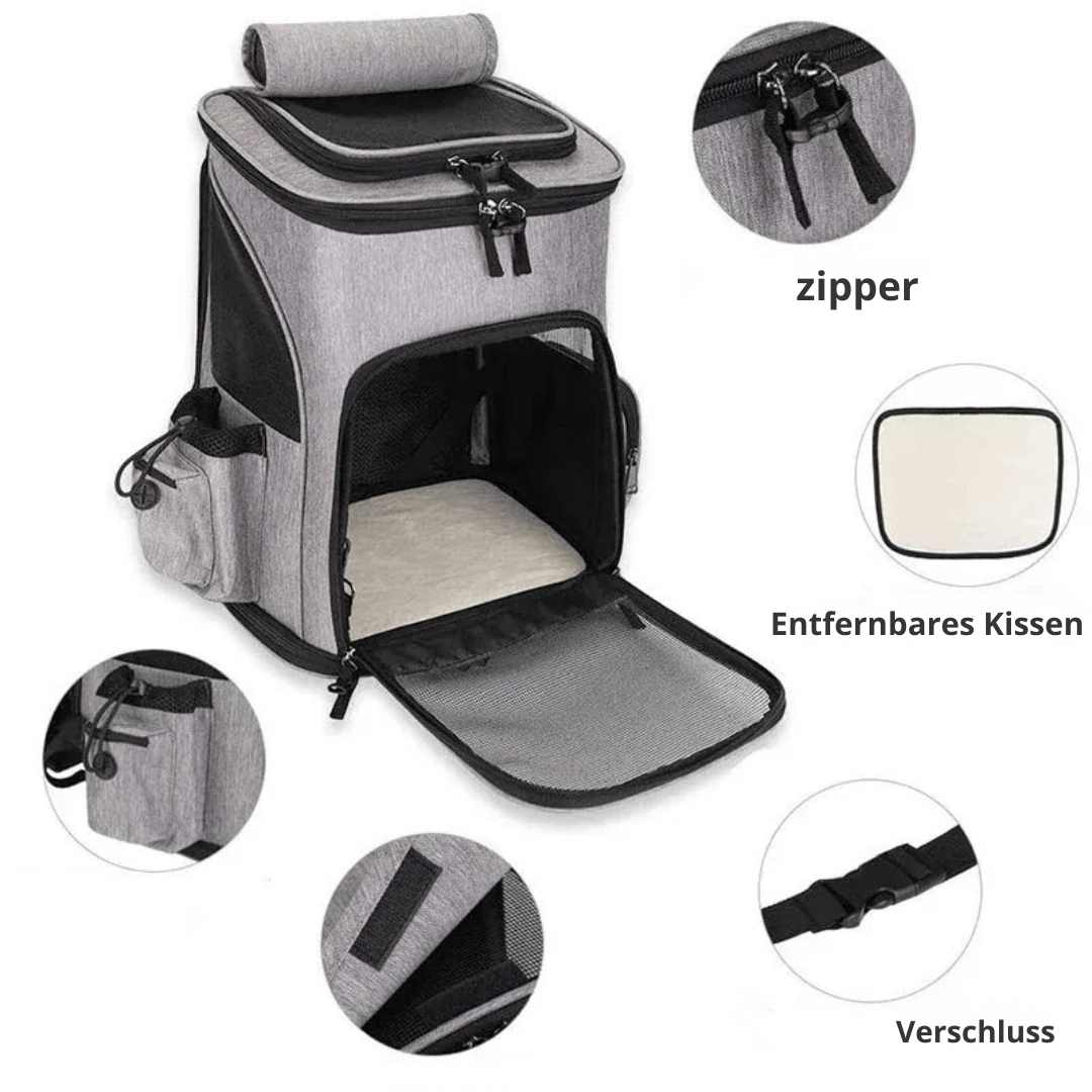 Katzenrucksack mit Belüftung – Faltbare Tragetasche für Reisen & Transport, große Kapazität - fellfunk.de
