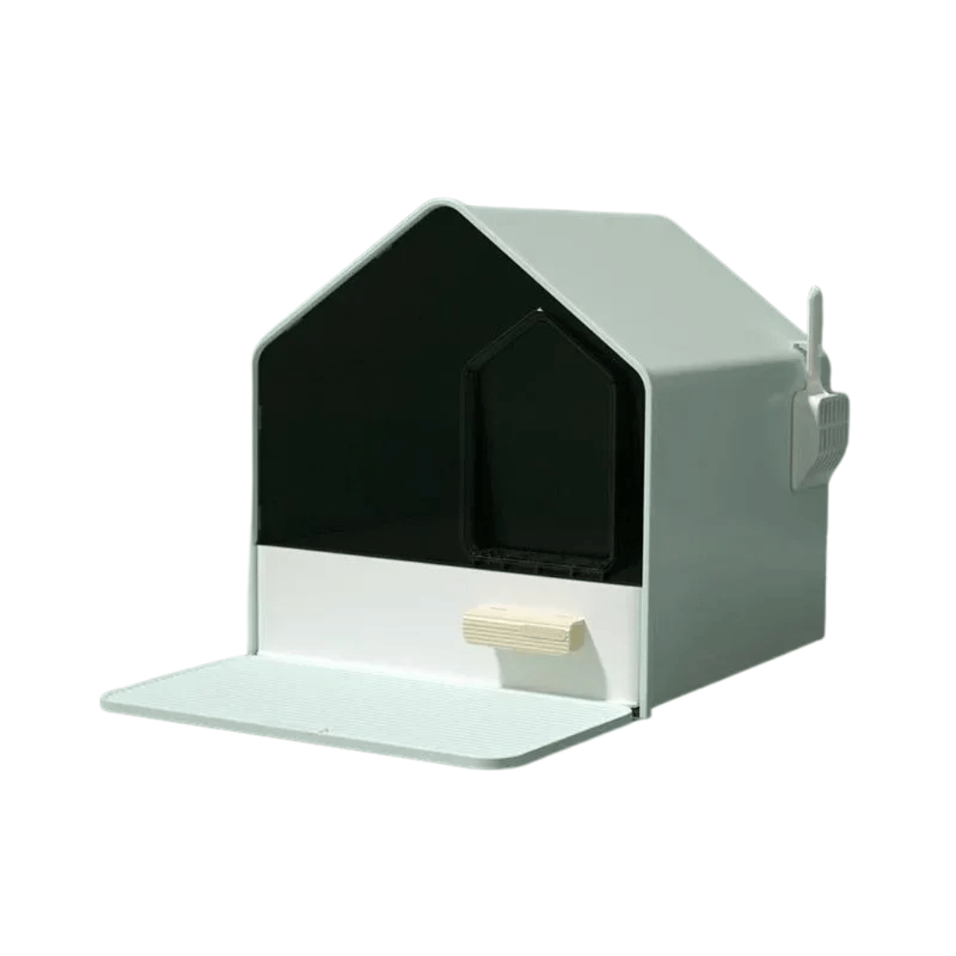 Fellfunk Snow House Katzentoilette – Extra große, geschlossene Katzenbox mit hohem Rand & Spritzschutz für saubere, geruchsfreie Hygiene - fellfunk.de