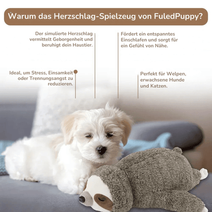 Welpenspielzeug mit Herzschlag – Beruhigendes Faultier Kuscheltier als Weihnachtsgeschenk - fellfunk.de