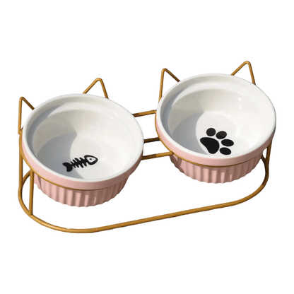 FellFunk Erhöhte Keramik - Katzenschale – 15° geneigter Napf für Futter & Wasser, anti - Erbrechen & ergonomisch - fellfunk.de