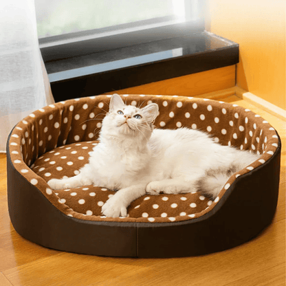 Punkte - Katzenbett – Weiches Haustierbett mit Kissen, ideal für Katzen & kleine Hunde, gemütlicher Schlafplatz & modernes Design - fellfunk.de
