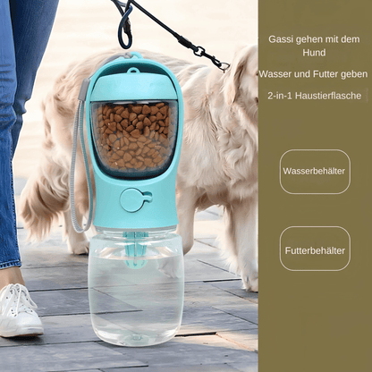 Reise Trinkflasche für Hunde – Tragbarer Wasser - & Futterspender für unterwegs - fellfunk.de