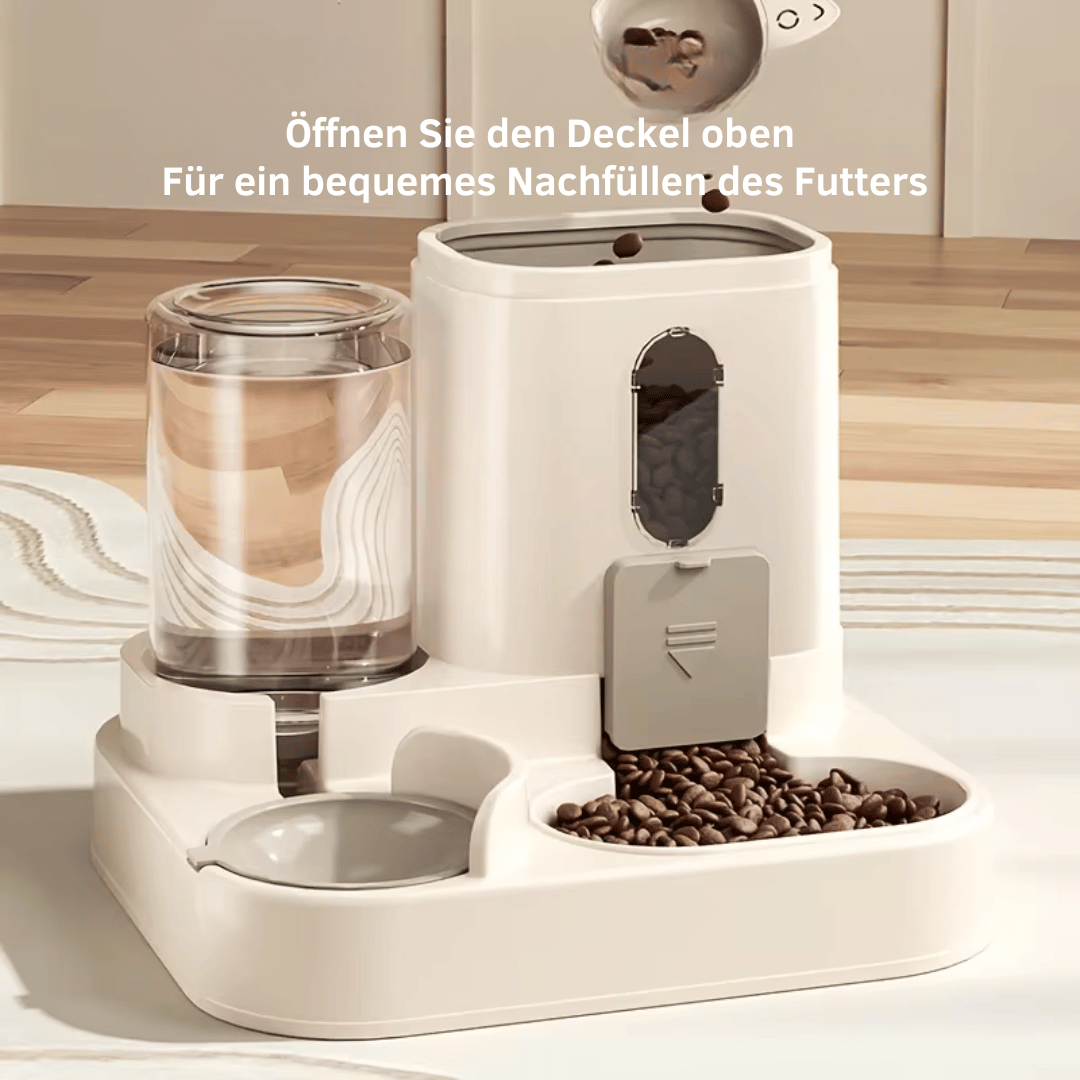 Fellfunk AquaFeeder – Kombinierter Futter - & Wasserspender für Katzen mit niedlichem Design & Anti - Rutsch - Funktion - fellfunk.de