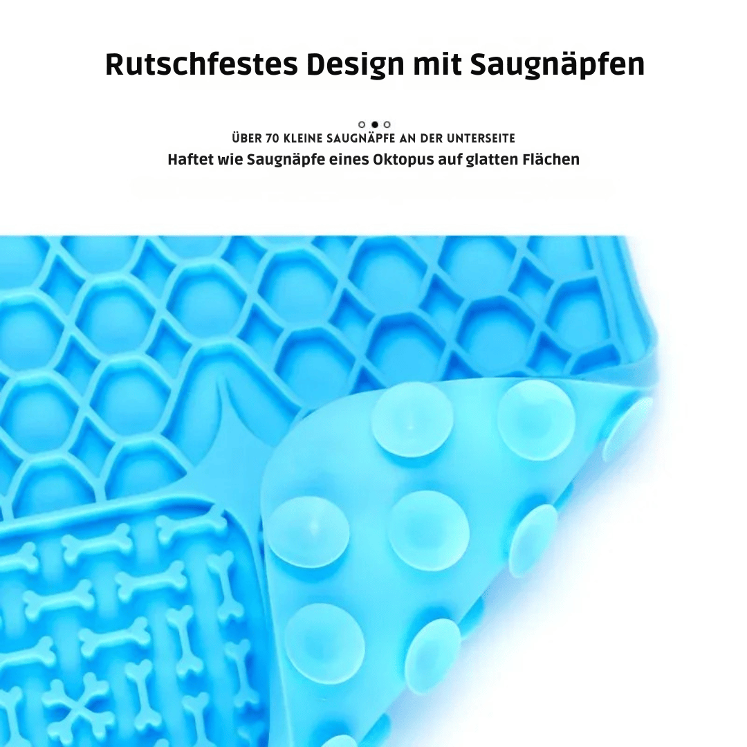 Schleckmatte – Anti - Schling Napf für Katzen & Hunde, ideal für Joghurt, Nassfutter & Snacks, fördert langsames Fressen & Entspannung - fellfunk.de