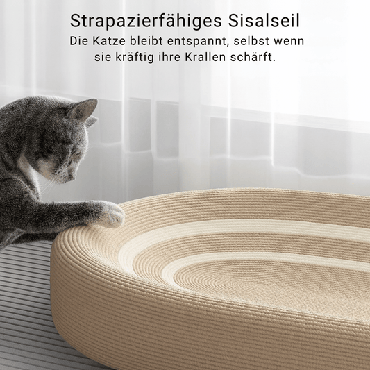 Sisal - Kratzbett – Großes Katzenbett & Kratzbrett in einem, bequemes Nest für Indoor - Katzen zur Krallenpflege, Entspannung & Spielspaß - fellfunk.de