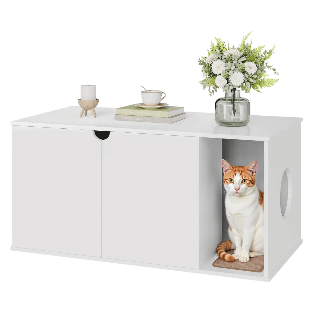Katzenmöbel – Stabiles Holz - Katzenhaus 105×51×53 cm als Katzentoiletten - Schrank, diskret, robust & stilvolles Möbelstück - fellfunk.de