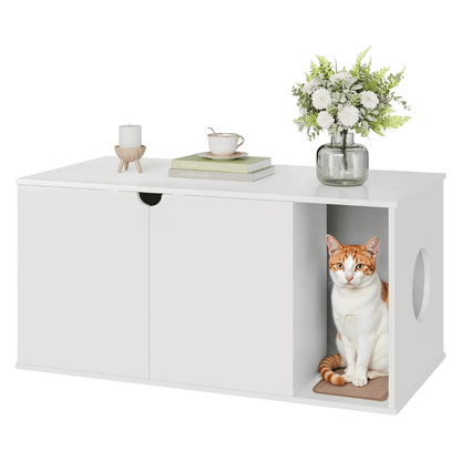 Katzenmöbel – Stabiles Holz - Katzenhaus 105×51×53 cm als Katzentoiletten - Schrank, diskret, robust & stilvolles Möbelstück - fellfunk.de