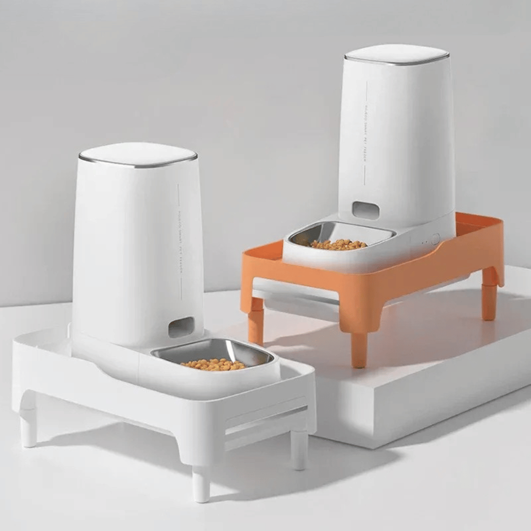 Futterautomaten - Halter – Verstellbarer Standfuß für Katzen & Hunde, sorgt für optimale Fresshöhe & gesunde Haltung beim Fressen - fellfunk.de