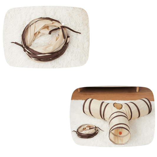 Fellfunk Spieltunnel für Katzen – Faltbarer Abenteuer - Tunnel mit Streifen - Design für Spielspaß, Verstecken & tägliche Bewegung - fellfunk.de