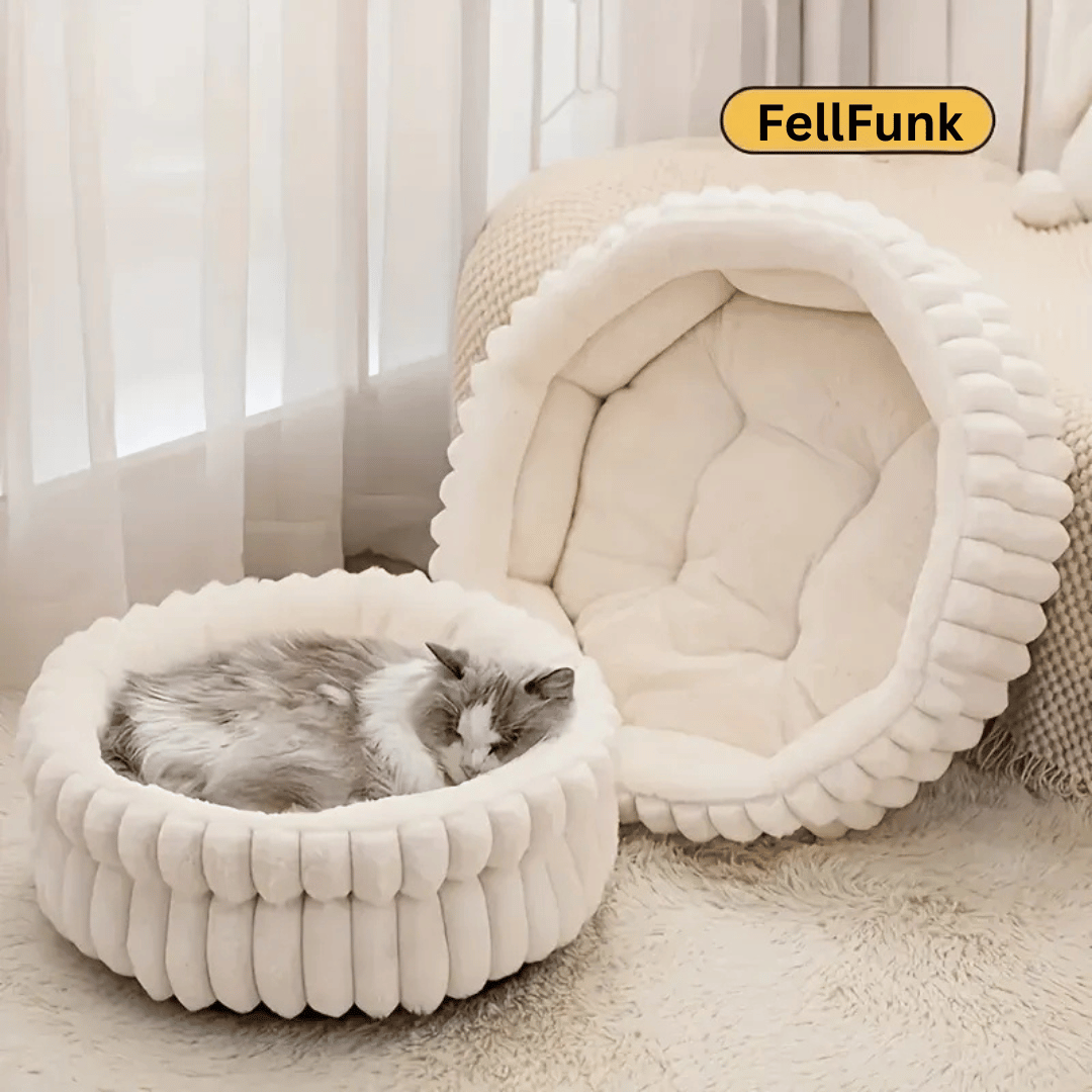 Donut - Katzenbett – Flauschiges Plüschbett mit hohem Rand für Wärme, Komfort & Geborgenheit - fellfunk.de