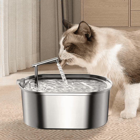 Edelstahl - Katzenbrunnen – Automatischer Trinkbrunnen für Katzen & Hunde, leise, hygienisch & mit Filter für frisches, sauberes Wasser - fellfunk.de