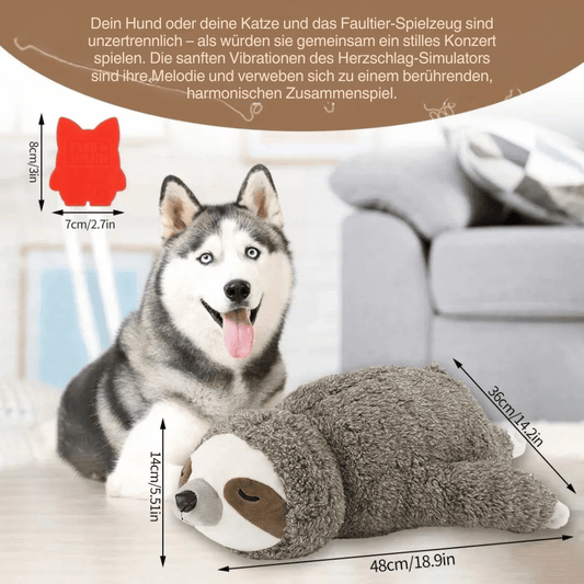 Welpenspielzeug mit Herzschlag – Beruhigendes Faultier Kuscheltier als Weihnachtsgeschenk - fellfunk.de