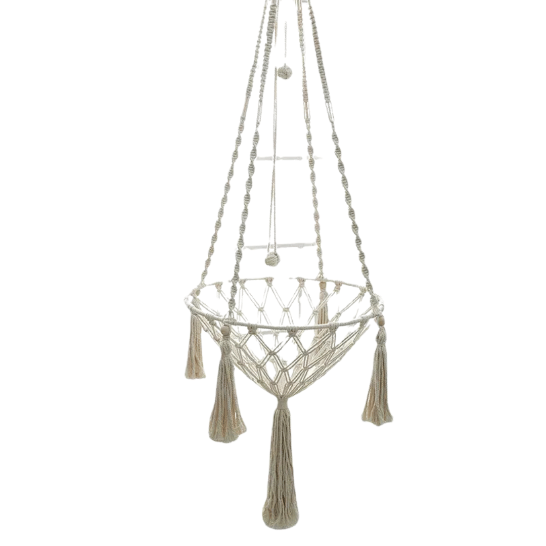 Fellfunk MacraNest – Boho - Hängesitz für Katzen aus Baumwollseil zum Kuscheln, Schaukeln & Beobachten - fellfunk.de