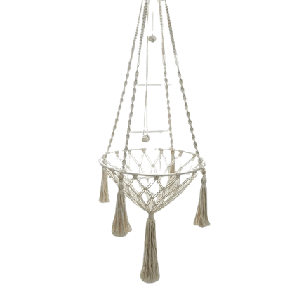 Fellfunk MacraNest – Boho - Hängesitz für Katzen aus Baumwollseil zum Kuscheln, Schaukeln & Beobachten - fellfunk.de