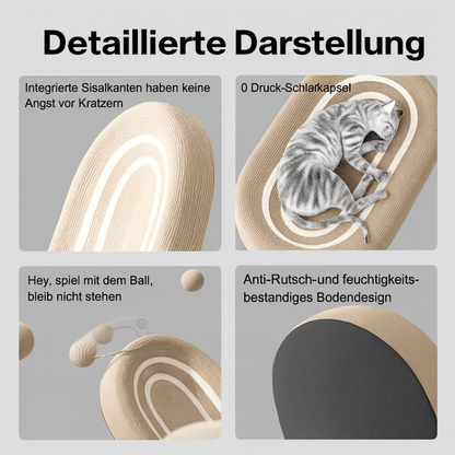 Sisal - Kratzbett – Großes Katzenbett & Kratzbrett in einem, bequemes Nest für Indoor - Katzen zur Krallenpflege, Entspannung & Spielspaß - fellfunk.de