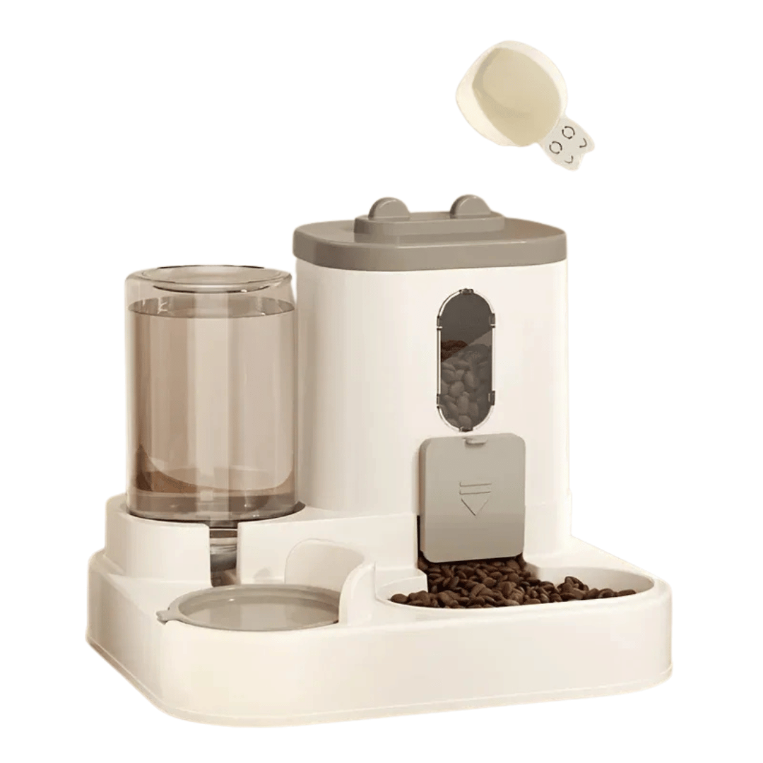 Fellfunk AquaFeeder – Kombinierter Futter - & Wasserspender für Katzen mit niedlichem Design & Anti - Rutsch - Funktion - fellfunk.de