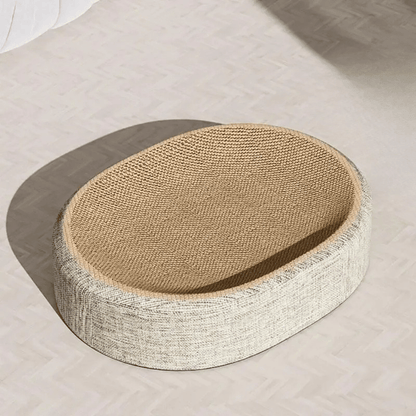 Ovales Kratzbett – Multifunktionale Sisalmatte für Katzen zum Krallenwetzen, Spielen & Ausruhen, langlebig & platzsparend - fellfunk.de