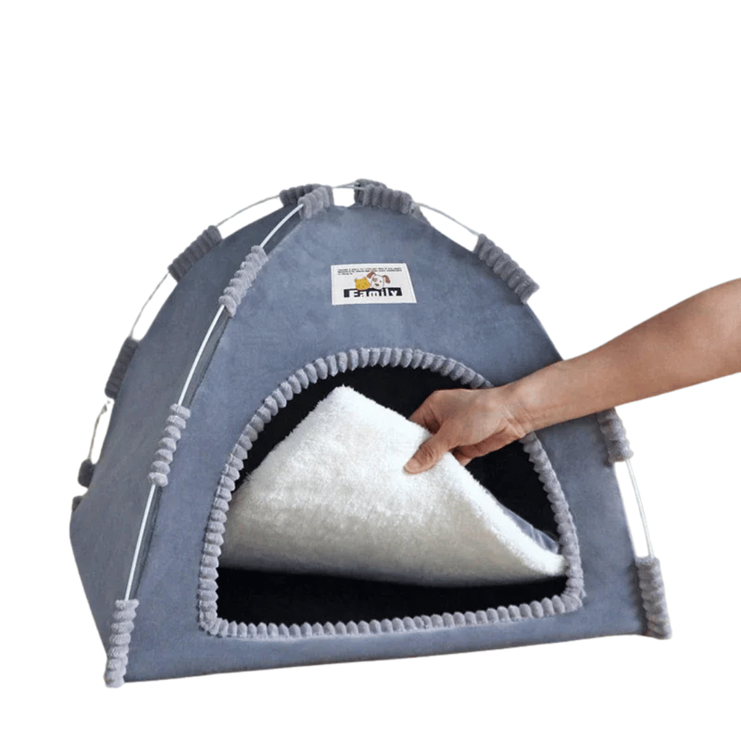 Faltbares Haustierzelt – Atmungsaktive Katzen - & Hundehöhle mit Kühlmatte, tragbar & ideal für drinnen, draußen & Reisen - fellfunk.de