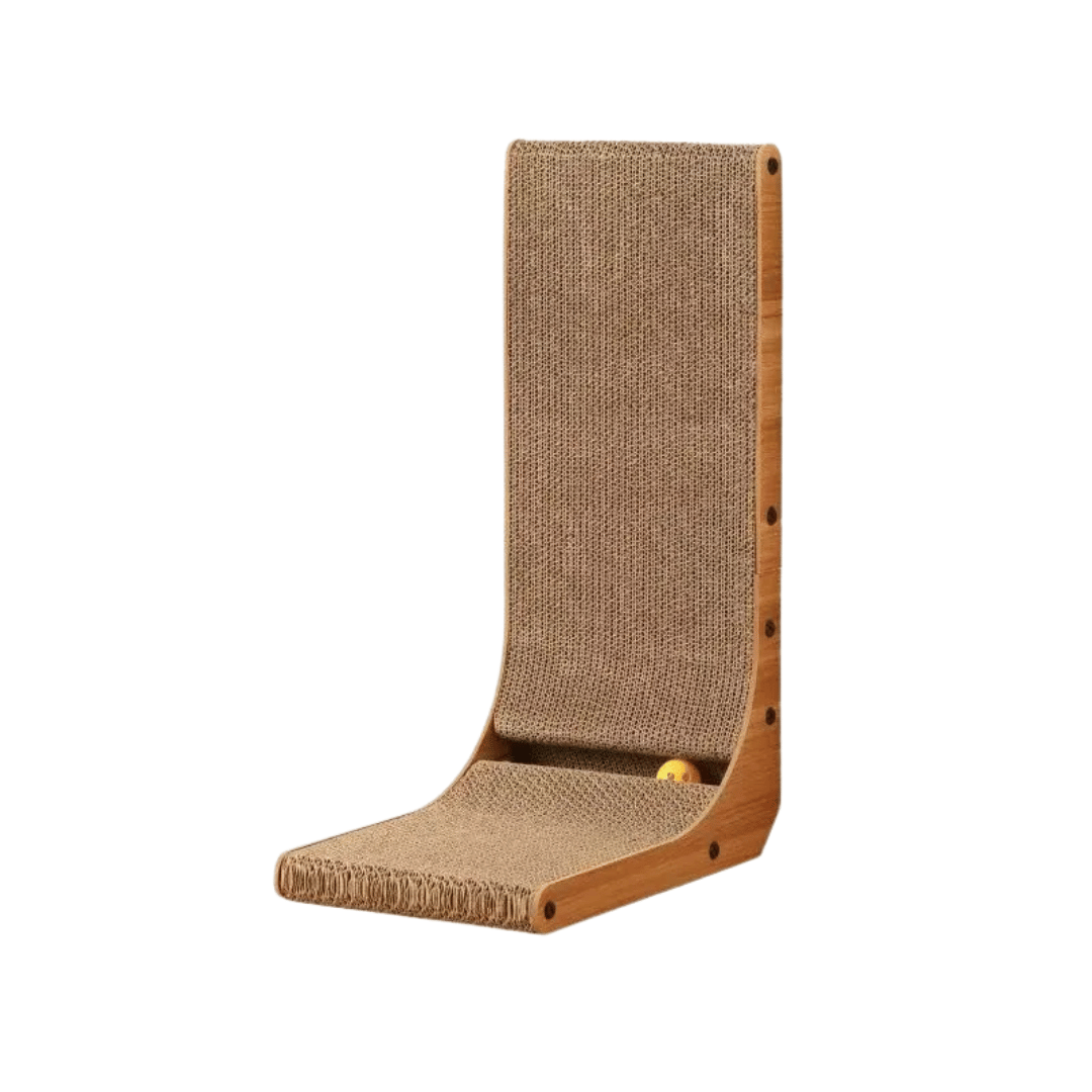 Fellfunk WallClaw – Großes L - Kratzbrett mit Spielball zur Wandmontage für Indoor - Katzen, langlebig & platzsparend - fellfunk.de