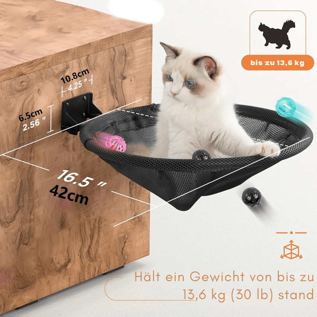 Wandhängematte für Katzen – Faltbares Katzenbett 42 cm, atmungsaktiv & stabil - fellfunk.de