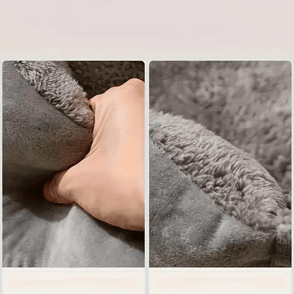 Orthopädisches Plüschbett – Weiches Haustierbett mit Rückenlehne für Katzen & kleine Hunde, ganzjährig bequem & pflegeleicht - fellfunk.de