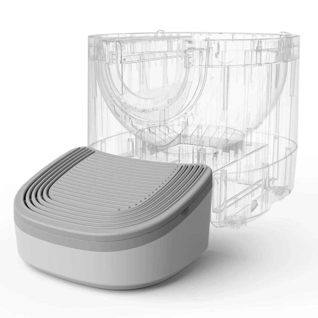 3 - in - 1 Cat Stepper – Anti - Rutsch Rampe mit Streuauffang & Stauraum, perfekt für die Furoomate Selbstreinigende Katzentoilette - fellfunk.de