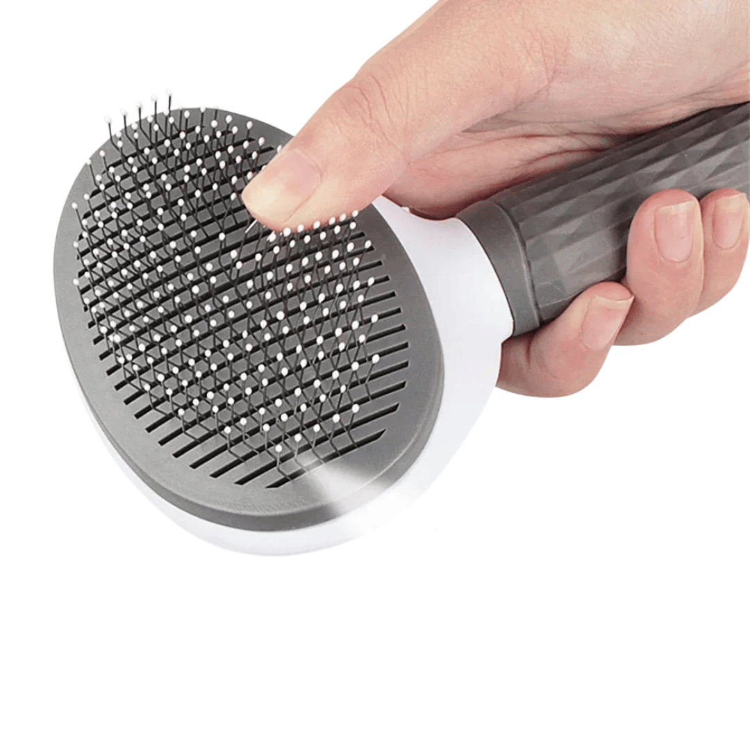 Selbstreinigende Bürste – Effiziente Katzen - & Hundebürste zum Fell entwirren, lose Haare entfernen & einfache Reinigung per Knopfdruck - fellfunk.de