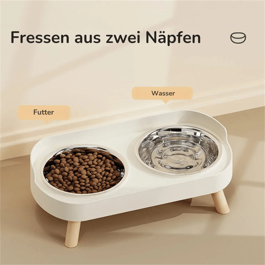 Edelstahl Doppelnapf – Farbiger Futter - & Wassernapf für Katzen & Hunde, rutschfest - fellfunk.de