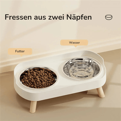Edelstahl Doppelnapf – Farbiger Futter - & Wassernapf für Katzen & Hunde, rutschfest - fellfunk.de