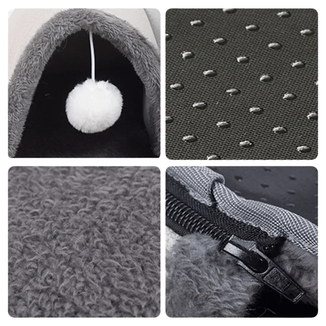 Fellfunk OvalPlay – Interaktives Katzenspielhaus mit Tunnel in Ellipsenform & weichem Schlafbereich - fellfunk.de