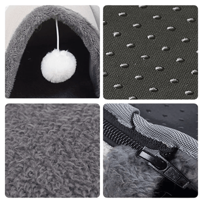 Fellfunk OvalPlay – Interaktives Katzenspielhaus mit Tunnel in Ellipsenform & weichem Schlafbereich - fellfunk.de