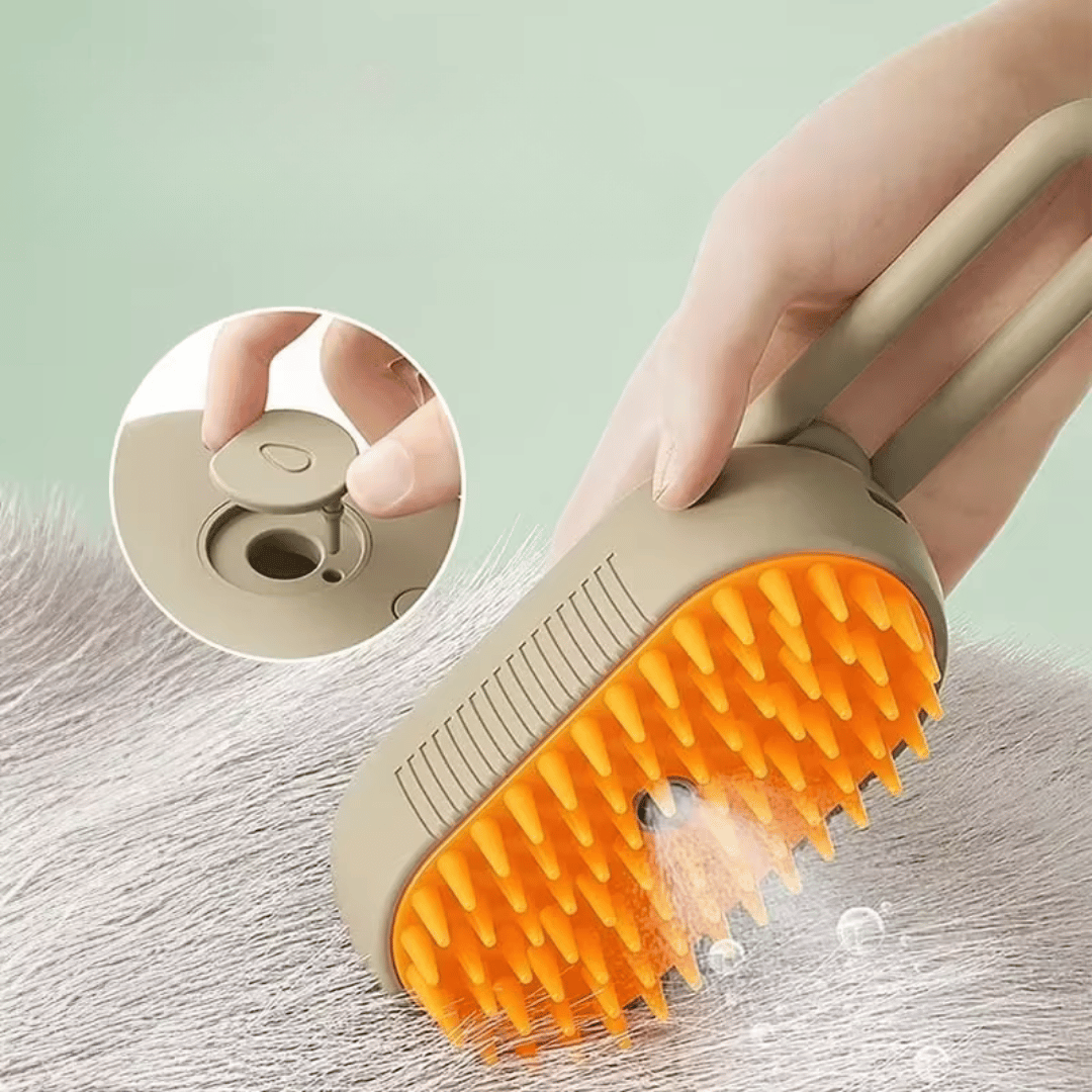 Fellfunk SteamBrush 3 - in - 1 Haustierbürste mit Dampf – Elektrische Bürste für sanftes Entwirren, Fellpflege & Massage - fellfunk.de