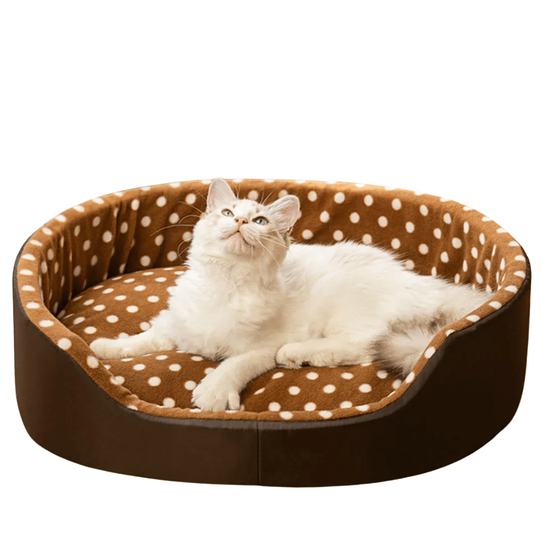 Punkte - Katzenbett – Weiches Haustierbett mit Kissen, ideal für Katzen & kleine Hunde, gemütlicher Schlafplatz & modernes Design - fellfunk.de