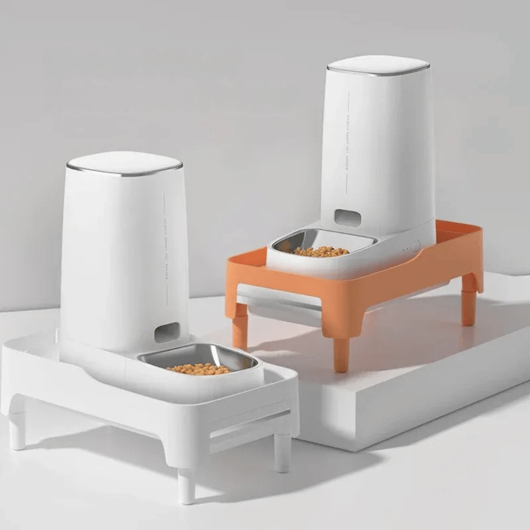 Futterautomaten - Halter – Verstellbarer Standfuß für Katzen & Hunde, sorgt für optimale Fresshöhe & gesunde Haltung beim Fressen - fellfunk.de
