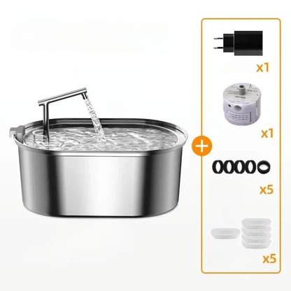 Edelstahl - Katzenbrunnen – Automatischer Trinkbrunnen für Katzen & Hunde, leise, hygienisch & mit Filter für frisches, sauberes Wasser - fellfunk.de