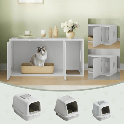 Katzenmöbel – Stabiles Holz - Katzenhaus 105×51×53 cm als Katzentoiletten - Schrank, diskret, robust & stilvolles Möbelstück - fellfunk.de