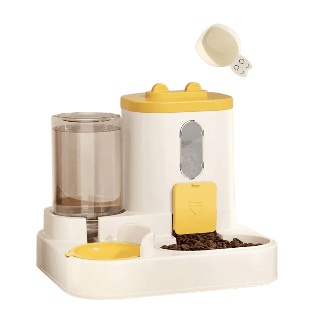 Fellfunk AquaFeeder – Kombinierter Futter - & Wasserspender für Katzen mit niedlichem Design & Anti - Rutsch - Funktion - fellfunk.de