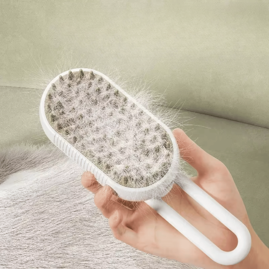 Fellfunk SteamBrush 3 - in - 1 Haustierbürste mit Dampf – Elektrische Bürste für sanftes Entwirren, Fellpflege & Massage - fellfunk.de