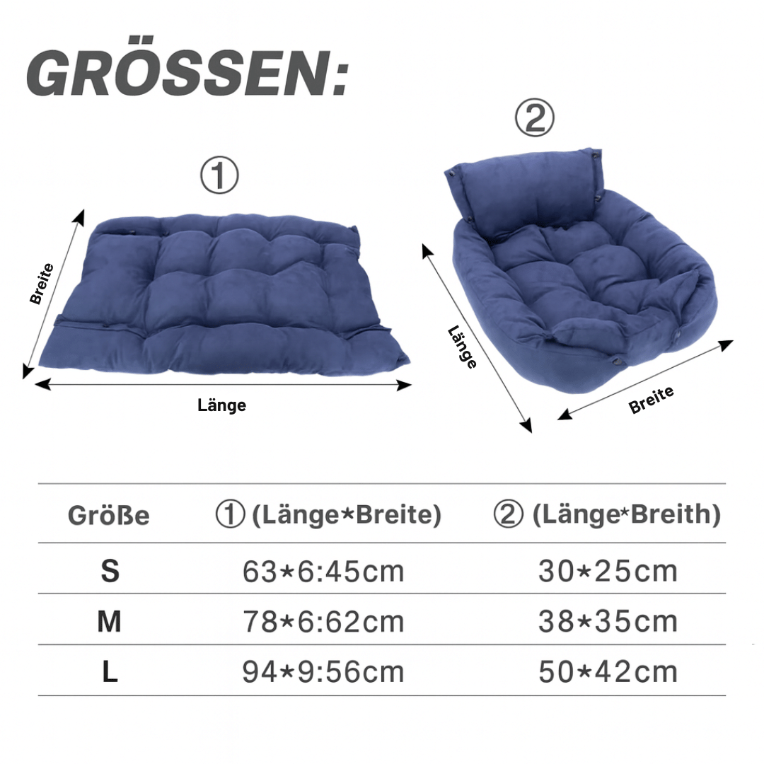 Weiches 3 - in - 1 Hundebett – Warme Schlafmatte & Sofa für Welpen & Katzen im Winter - fellfunk.de