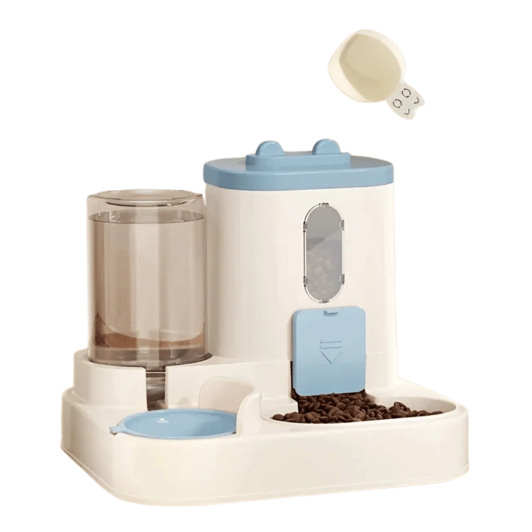 Fellfunk AquaFeeder – Kombinierter Futter - & Wasserspender für Katzen mit niedlichem Design & Anti - Rutsch - Funktion - fellfunk.de