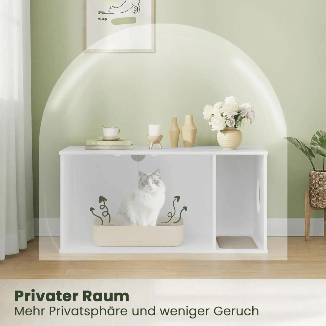 Katzenmöbel – Stabiles Holz - Katzenhaus 105×51×53 cm als Katzentoiletten - Schrank, diskret, robust & stilvolles Möbelstück - fellfunk.de