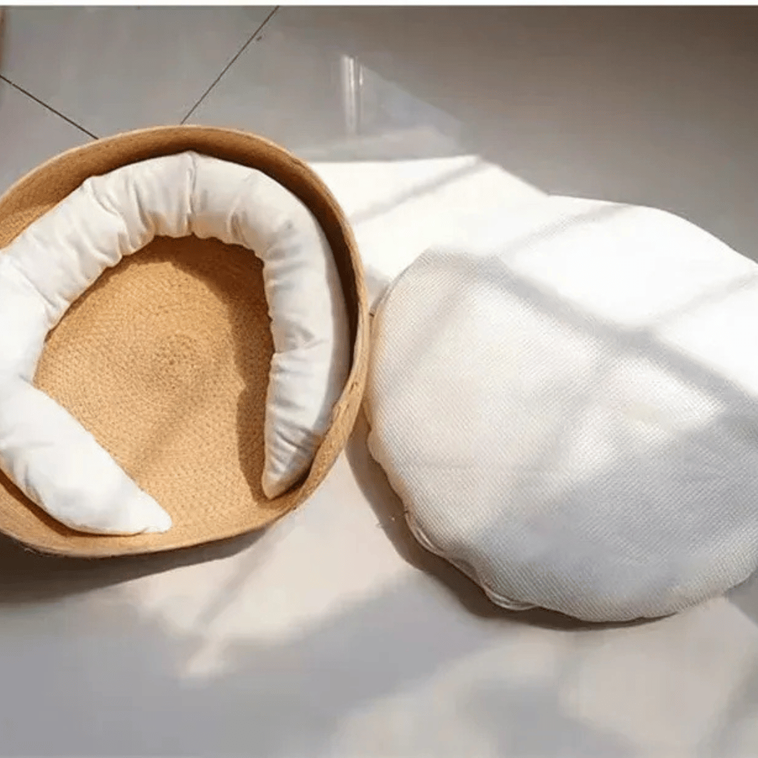 Rattan Haustierbett – Geflochtenes Katzen - & Hundekörbchen aus Stroh, atmungsaktiv & stylisch - fellfunk.de