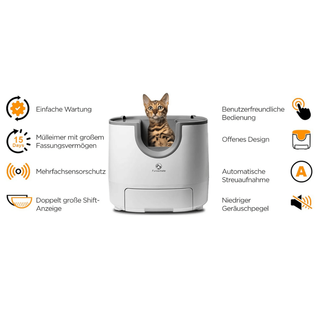 Furoomate – Automatische Smart Katzentoilette mit 11L Fassungsvermögen, selbstreinigend & hygienisch für stressfreie Katzenpflege - fellfunk.de