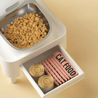 Futterautomaten - Halter – Verstellbarer Standfuß für Katzen & Hunde, sorgt für optimale Fresshöhe & gesunde Haltung beim Fressen - fellfunk.de