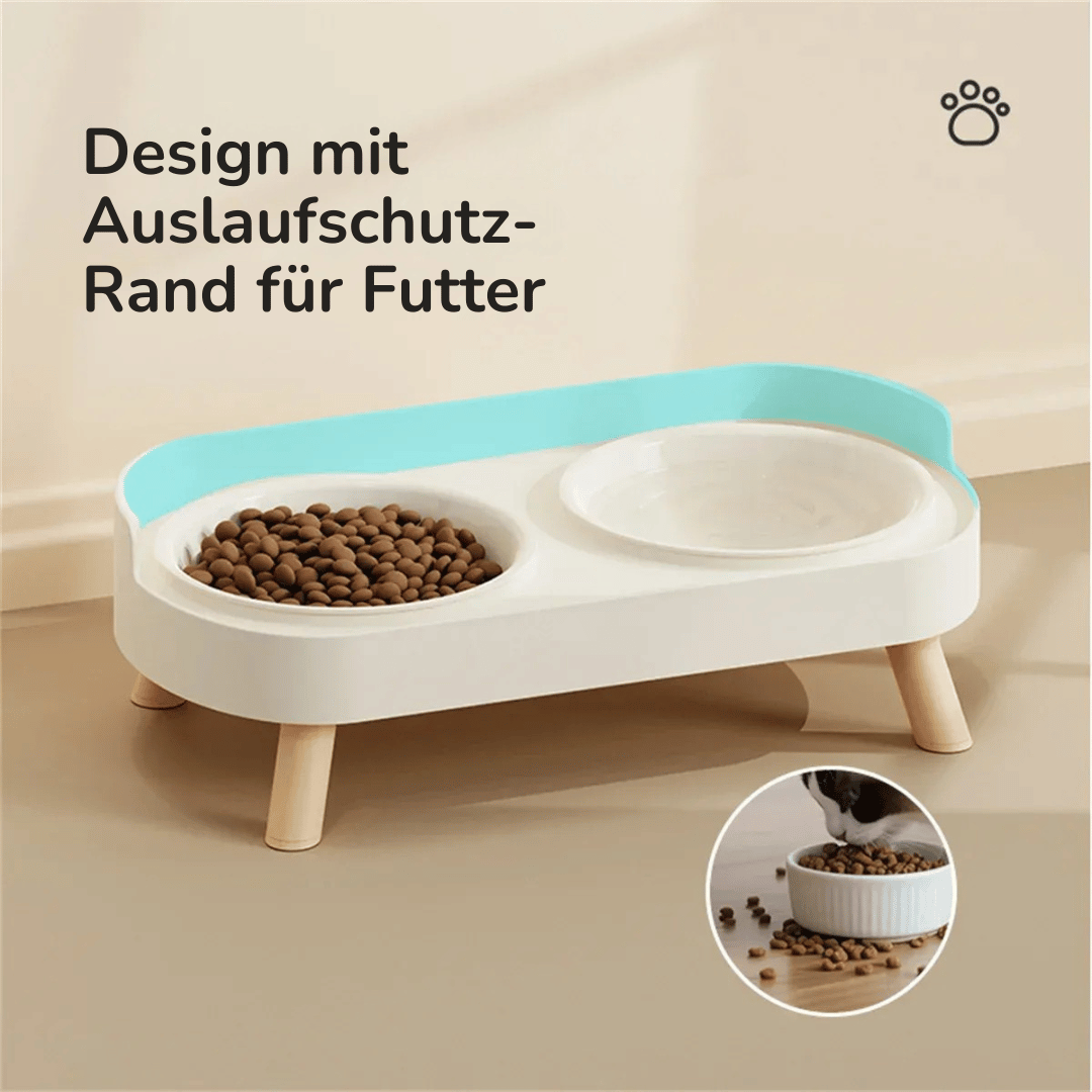 Edelstahl Doppelnapf – Farbiger Futter - & Wassernapf für Katzen & Hunde, rutschfest - fellfunk.de