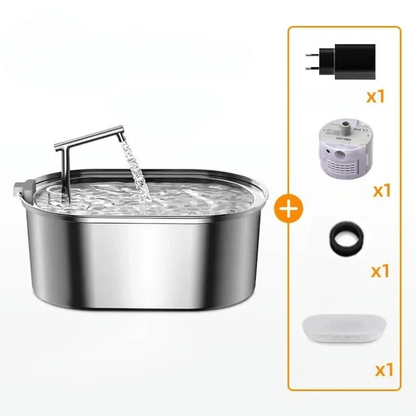 Edelstahl - Katzenbrunnen – Automatischer Trinkbrunnen für Katzen & Hunde, leise, hygienisch & mit Filter für frisches, sauberes Wasser - fellfunk.de