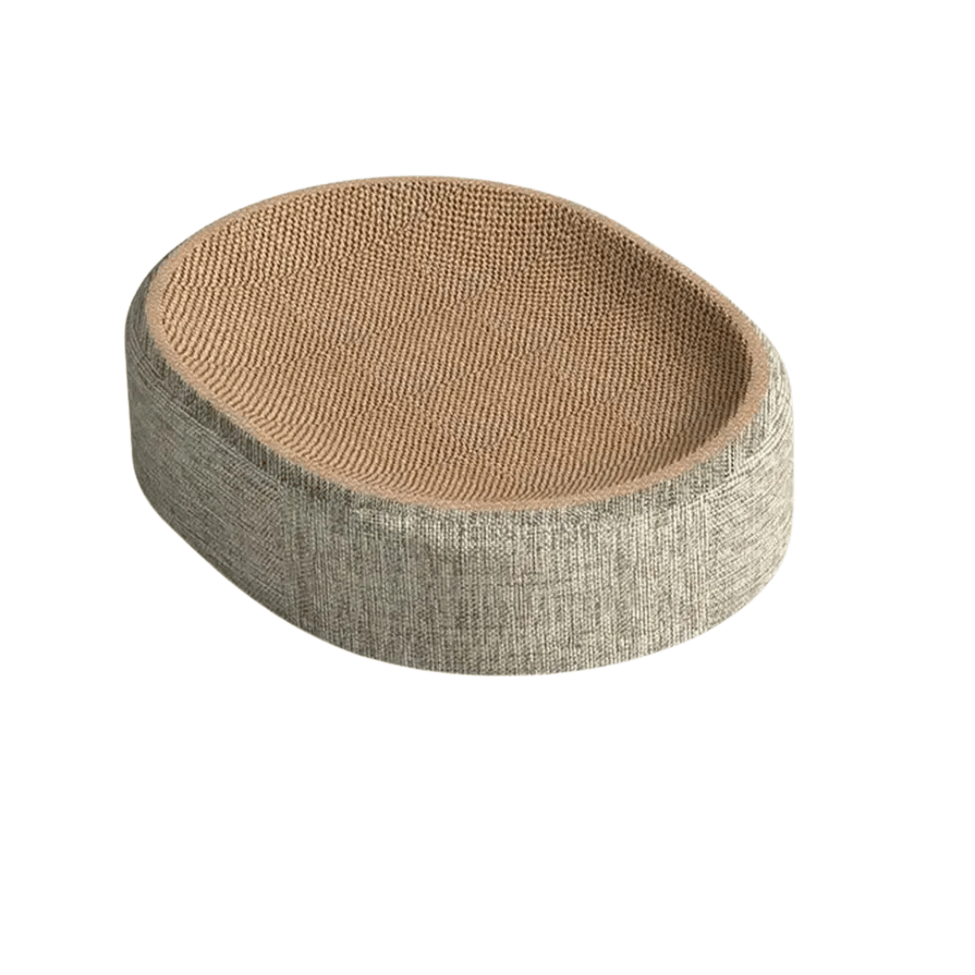 Ovales Kratzbett – Multifunktionale Sisalmatte für Katzen zum Krallenwetzen, Spielen & Ausruhen, langlebig & platzsparend - fellfunk.de