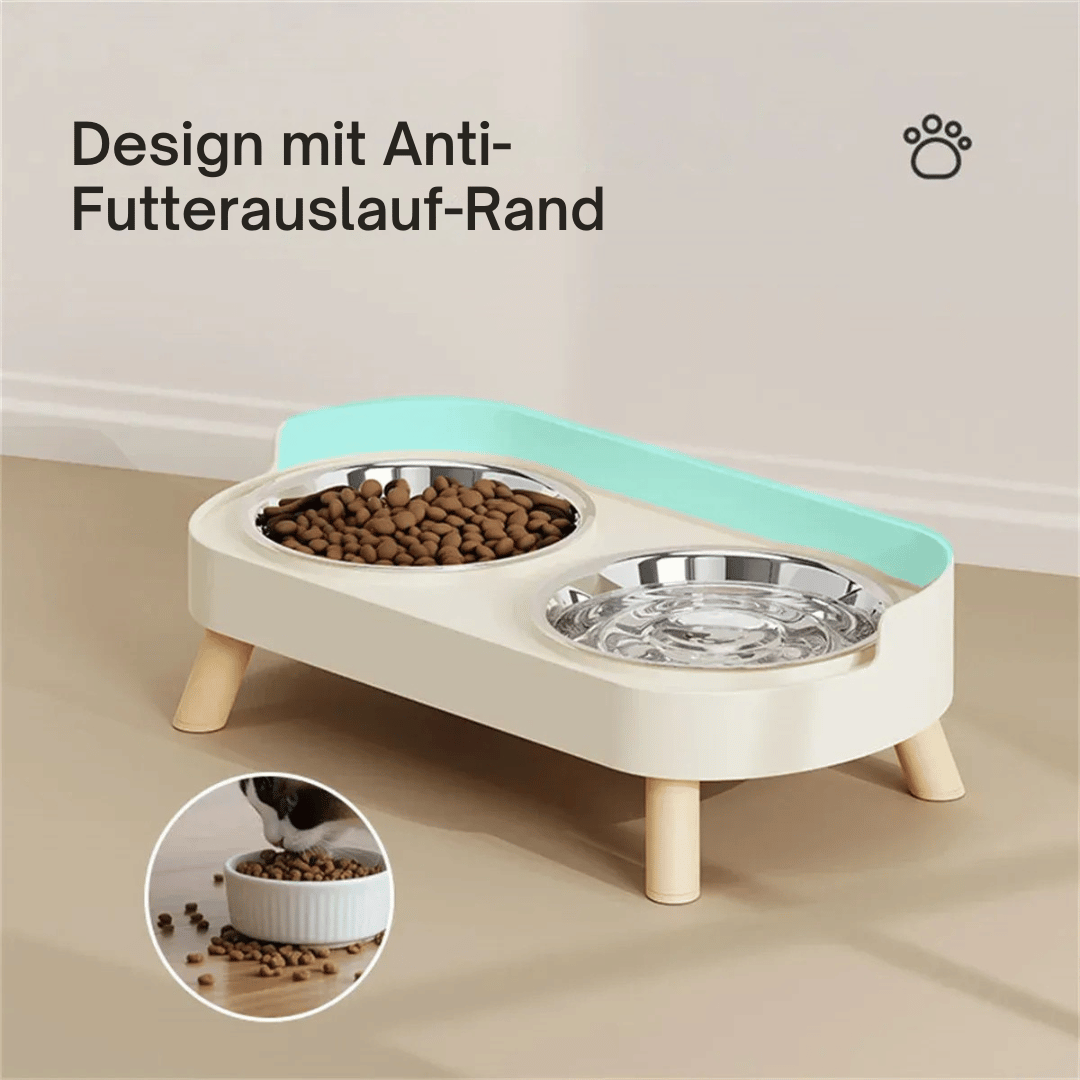 Edelstahl Doppelnapf – Farbiger Futter - & Wassernapf für Katzen & Hunde, rutschfest - fellfunk.de