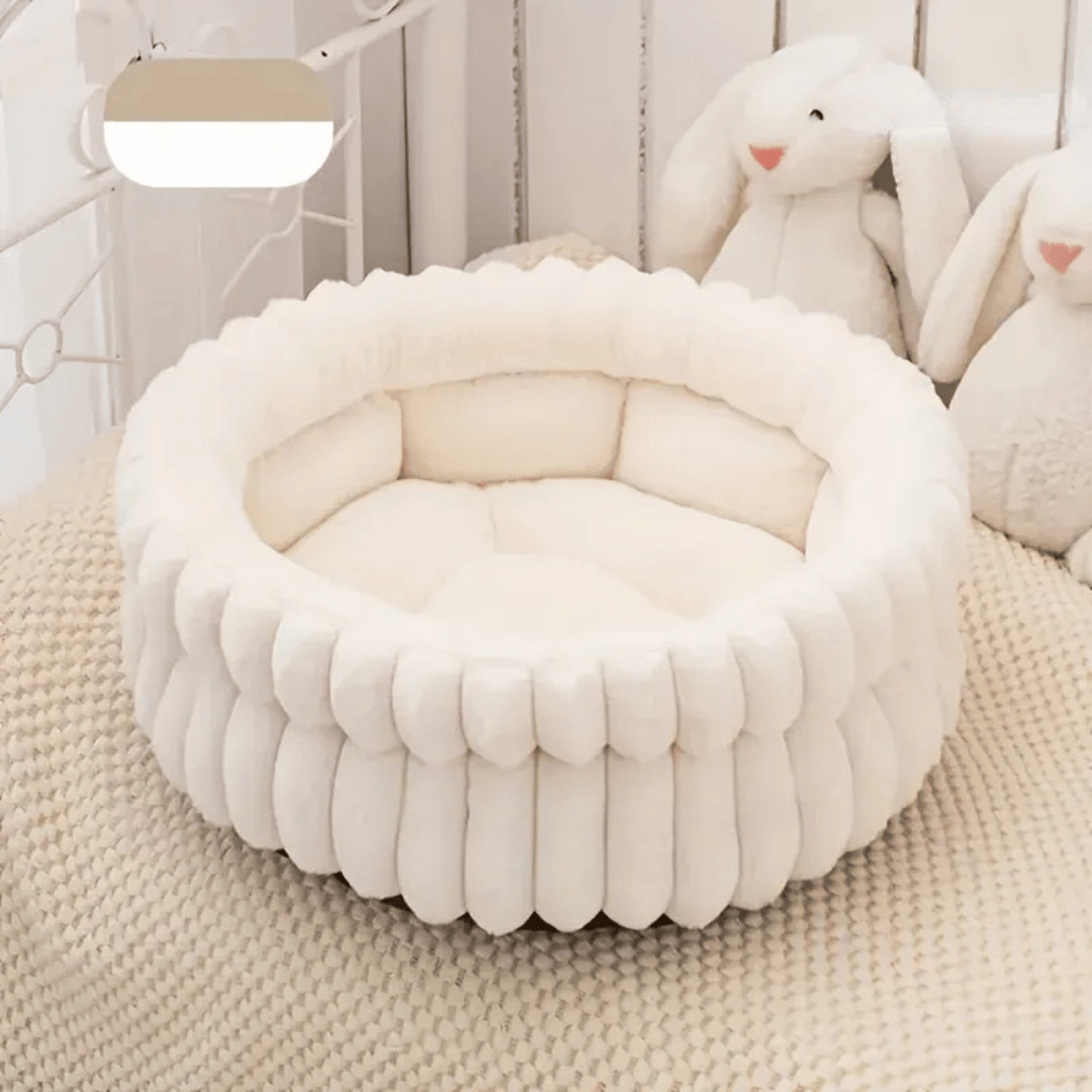 Donut - Katzenbett – Flauschiges Plüschbett mit hohem Rand für Wärme, Komfort & Geborgenheit - fellfunk.de