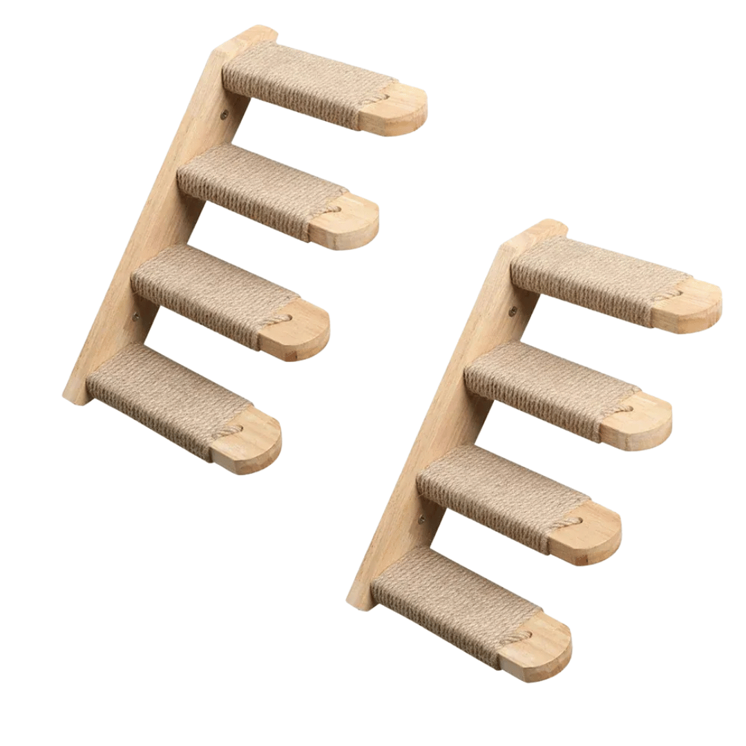 FellFunk Wand - Katzenbaum – Wandregale mit Kratzstamm, Hängematte, Kletterplattform & Seilleiter aus Holz - fellfunk.de